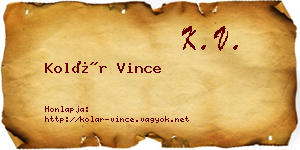 Kolár Vince névjegykártya