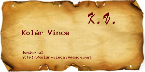 Kolár Vince névjegykártya